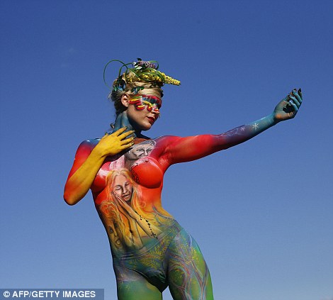 charlie back share nude body paint festival photos