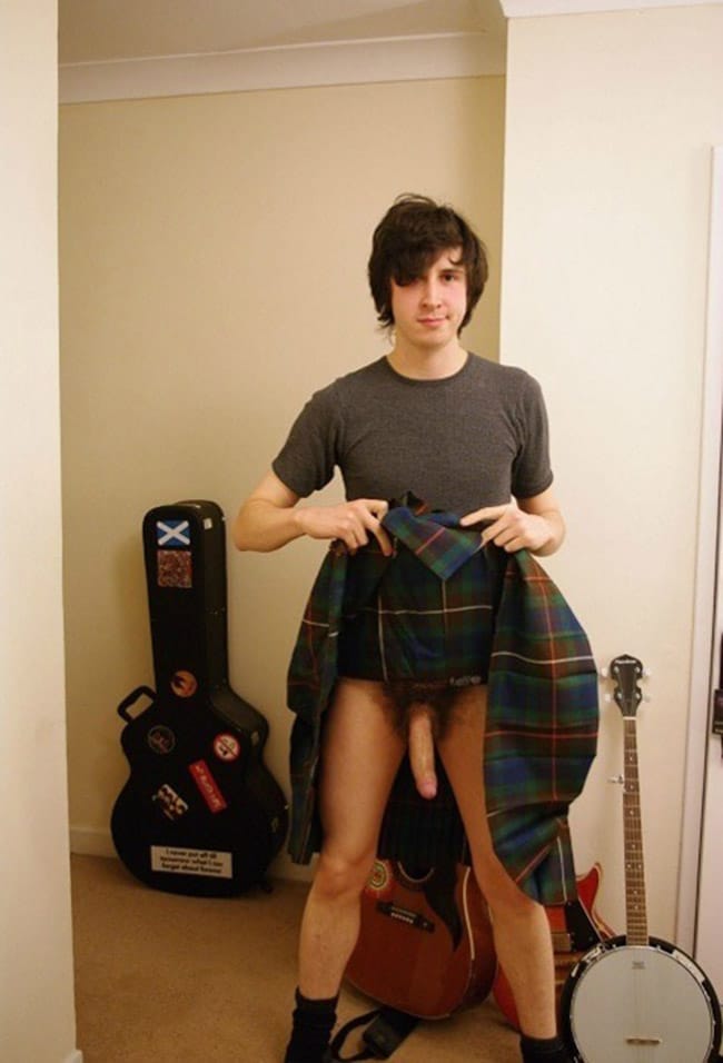 Naked Guys In Kilts blue spandex