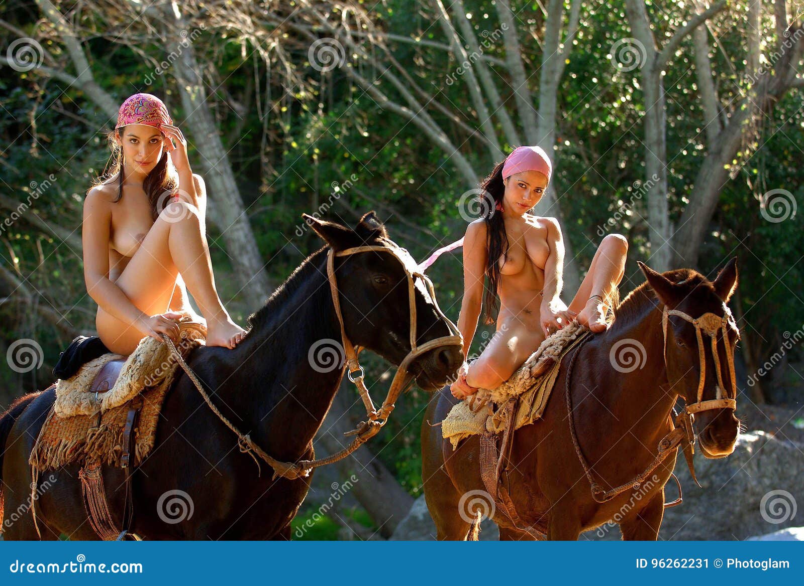 naked with horses