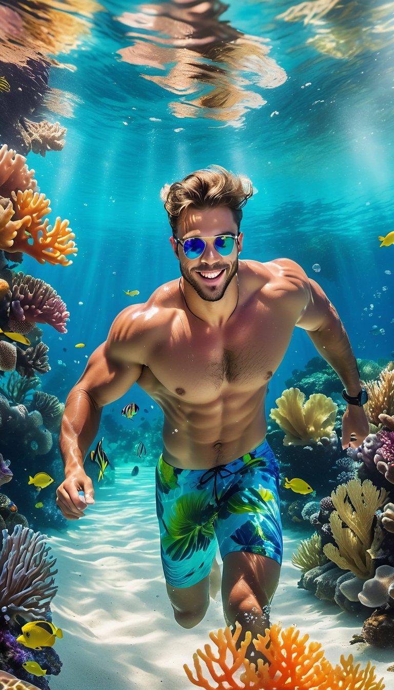 nude men underwater